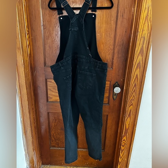 new look Maternity Black Denim Dungarees overalls size 12 US - Picture 3 of 3